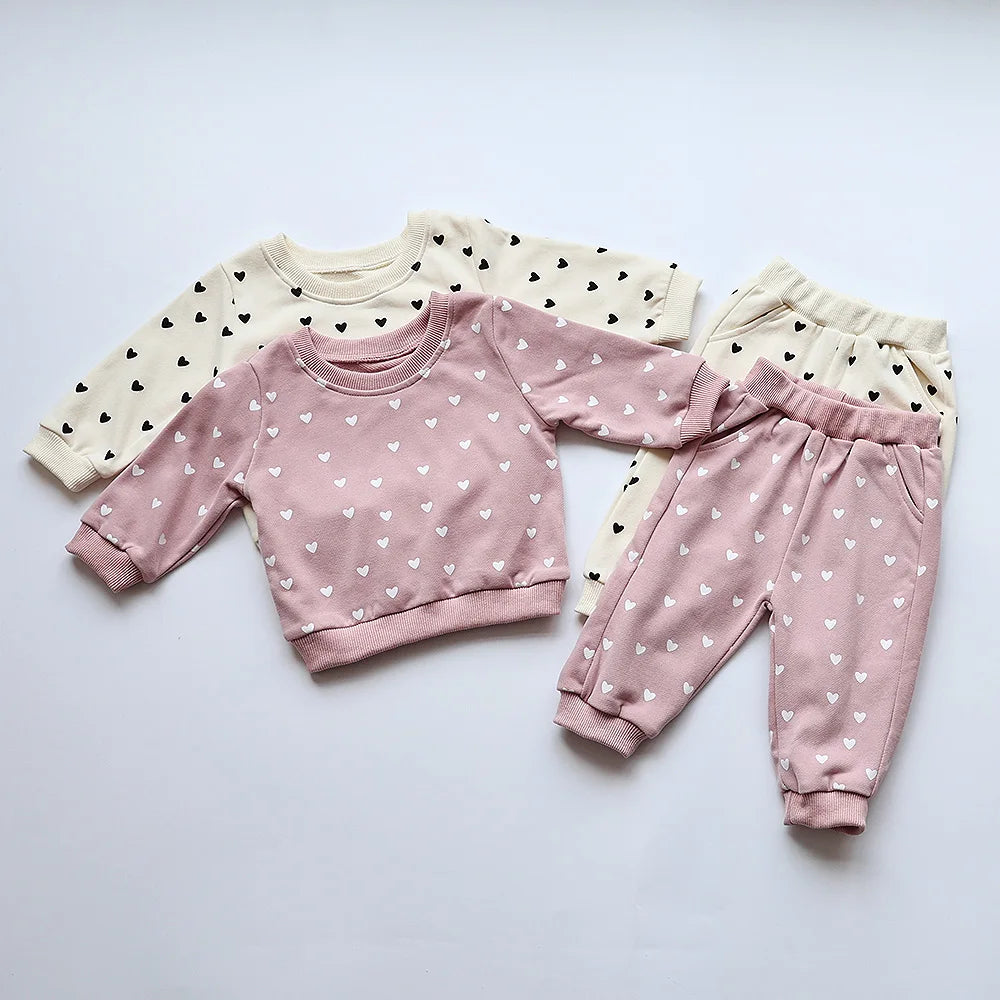 Girls Heart Sweatshirt and Jogger Set