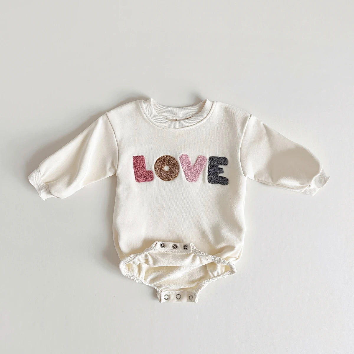 Baby LOVE Embroidery Sweatshirt Romper