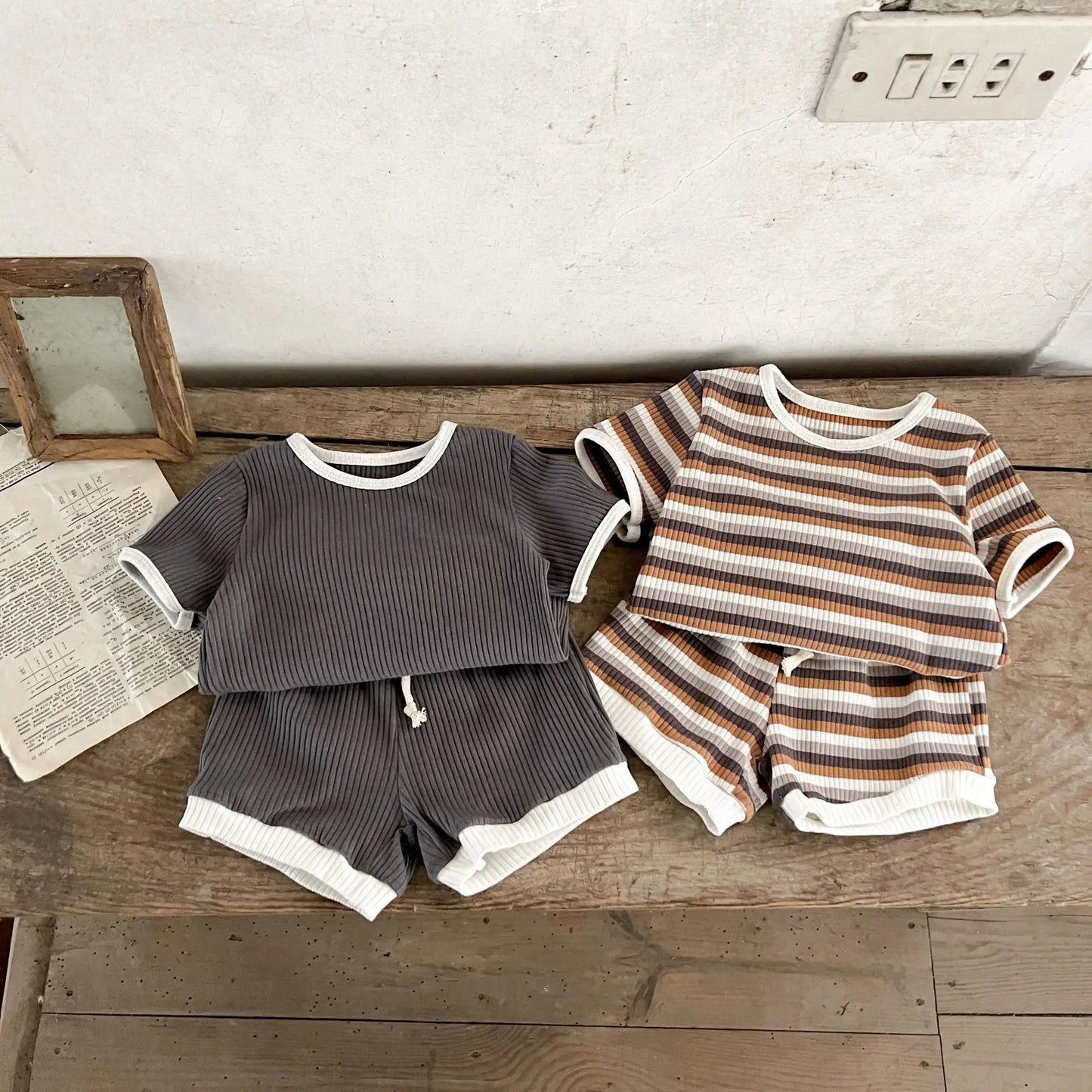 Boys Ribbed Shorts and Tshirt Set