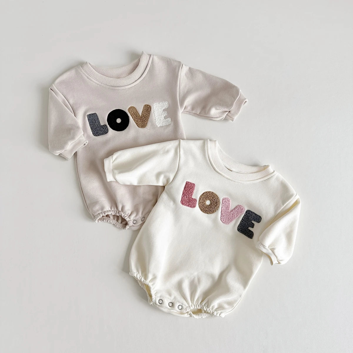 Baby LOVE Embroidery Sweatshirt Romper