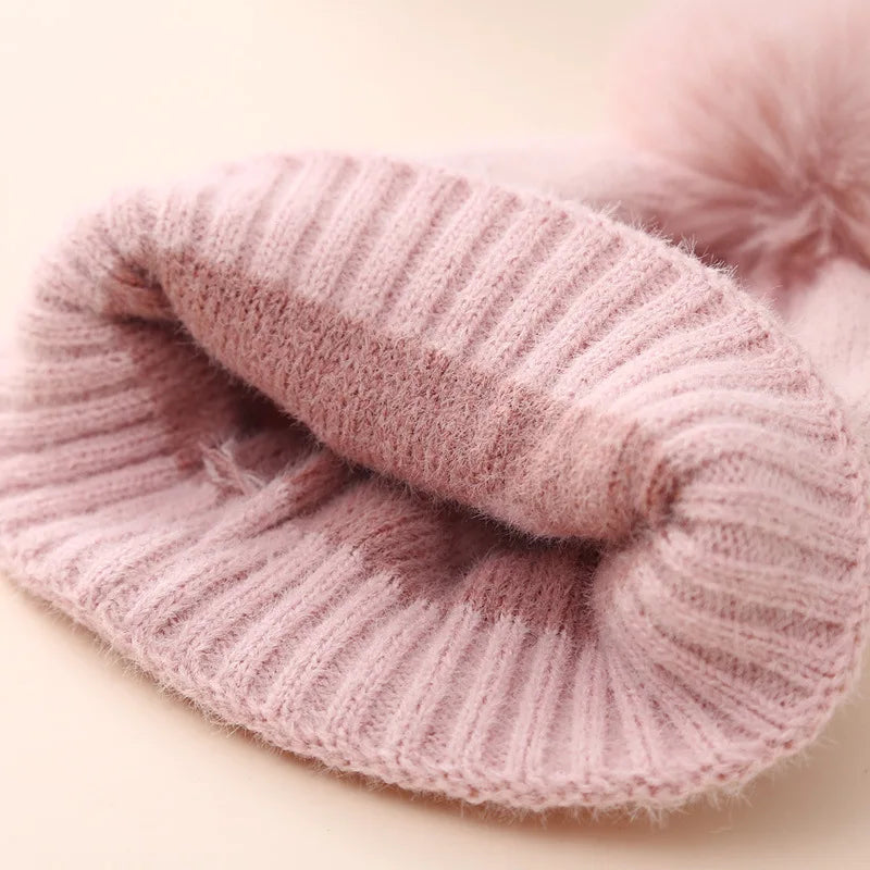 Winter Girls Knitted Heart Hat