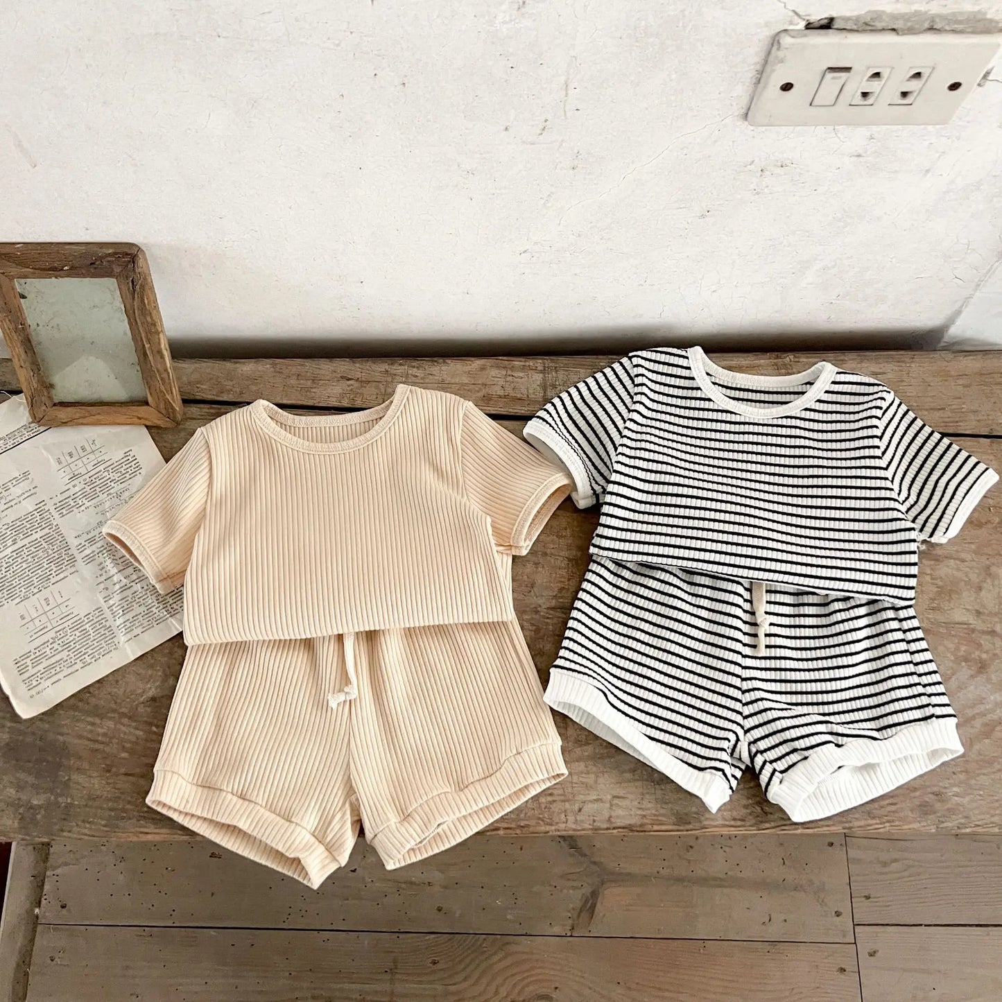 Boys Ribbed Shorts and Tshirt Set