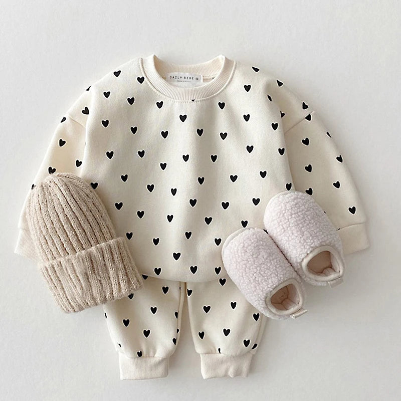 Girls Heart Sweatshirt and Jogger Set