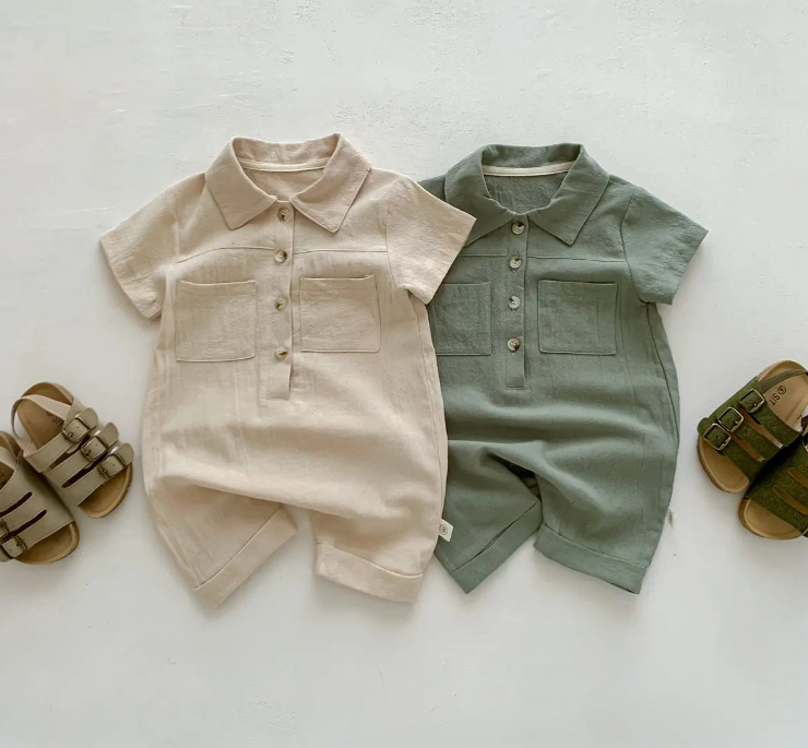 Boys Short Sleeve Cotton Jumpsuit